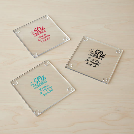 50th Wedding Anniversary Personalized Coaster - Set of 24