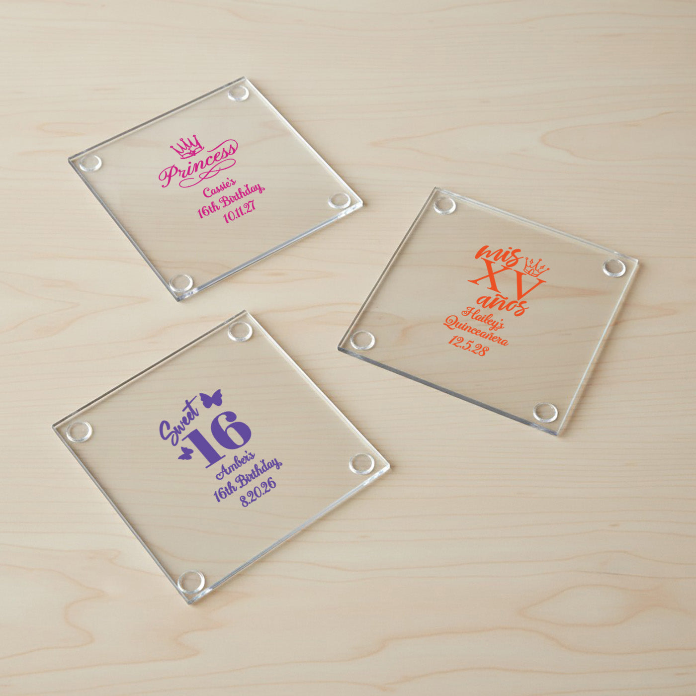 Sweet 16 or Mis Quince Personalized Coaster - Set of 24