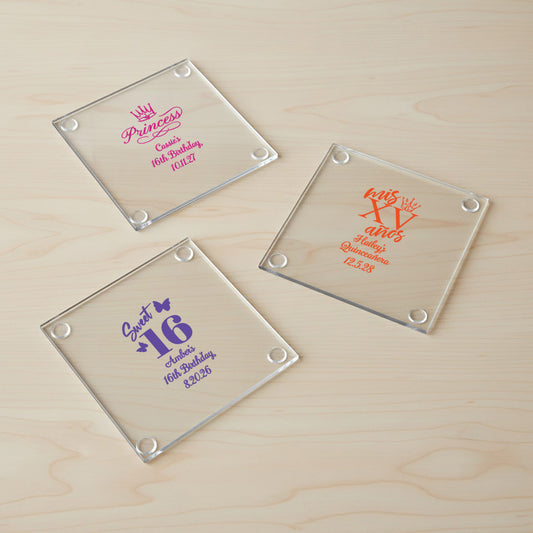 Sweet 16 or Mis Quince Personalized Coaster - Set of 24