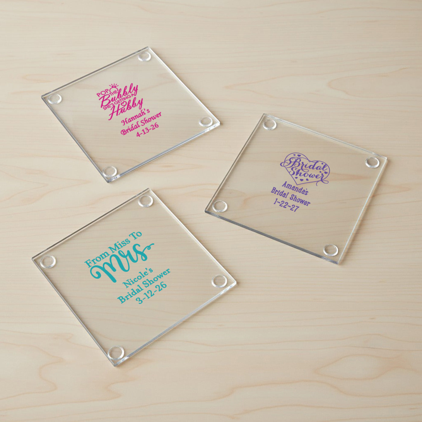Bridal Shower Personalized Coaster - Set of 24