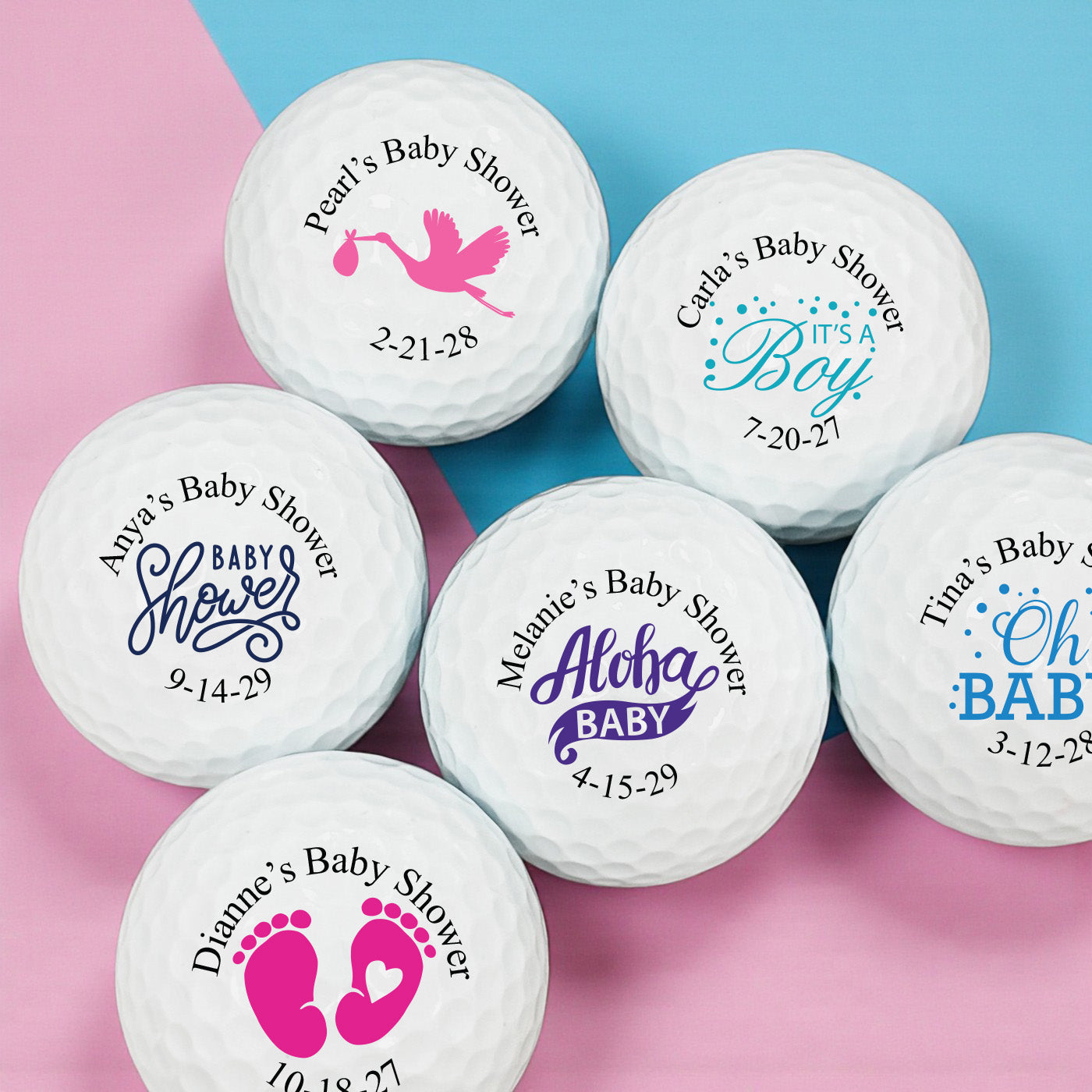 Baby Shower Personalized Golf Balls - Set of 12