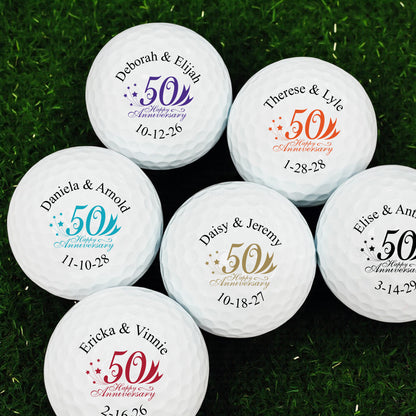 50th Wedding Anniversary Personalized Golf Balls - Set of 12