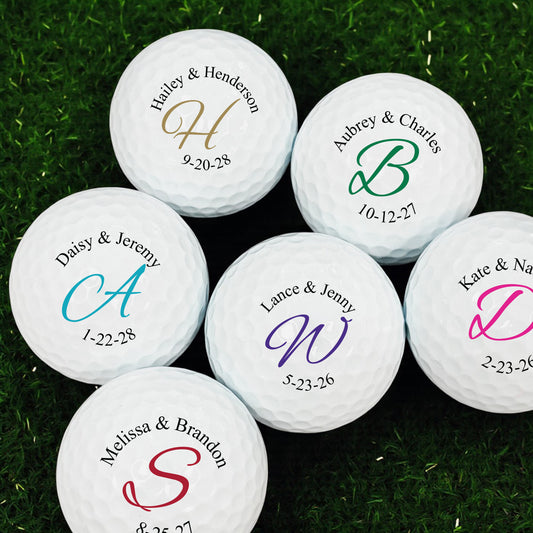 Monogram Script Personalized Golf Balls - Set of 12