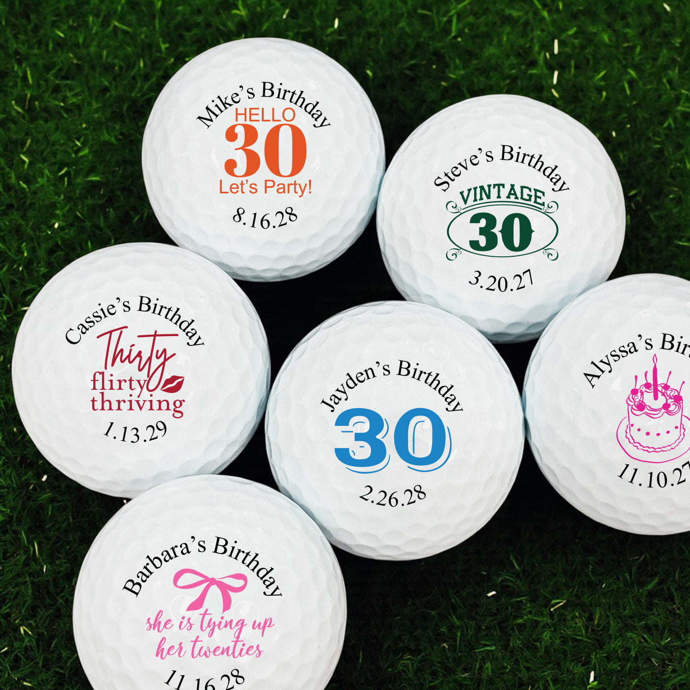 30th Birthday Personalized Golf Balls - Set of 12