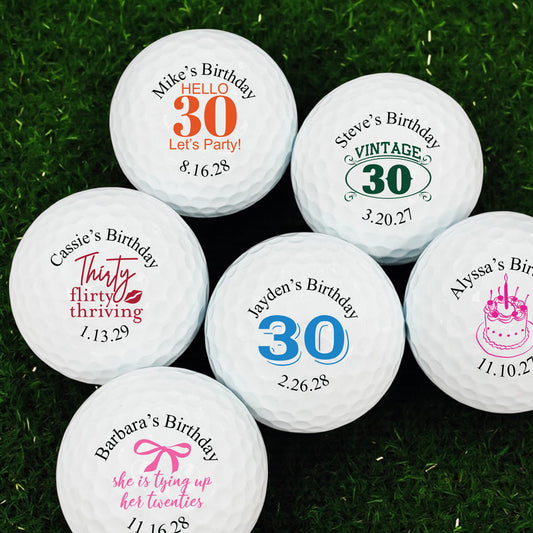 30th Birthday Personalized Golf Balls - Set of 12