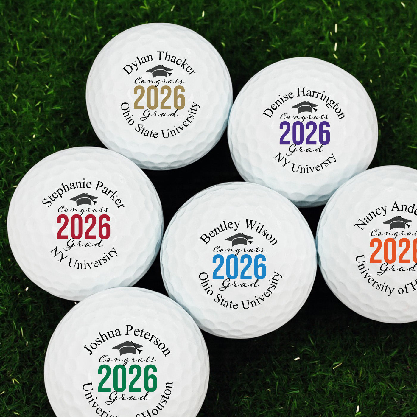 Congrats Grad Personalized Golf Balls - Set of 12