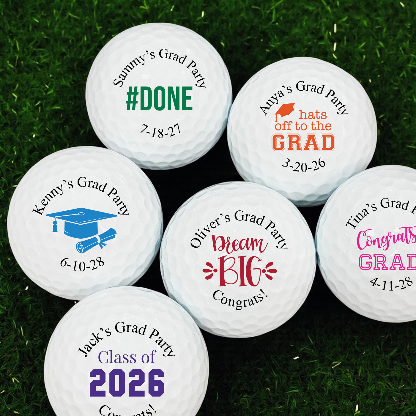 Graduation Personalized Golf Balls - Set of 12