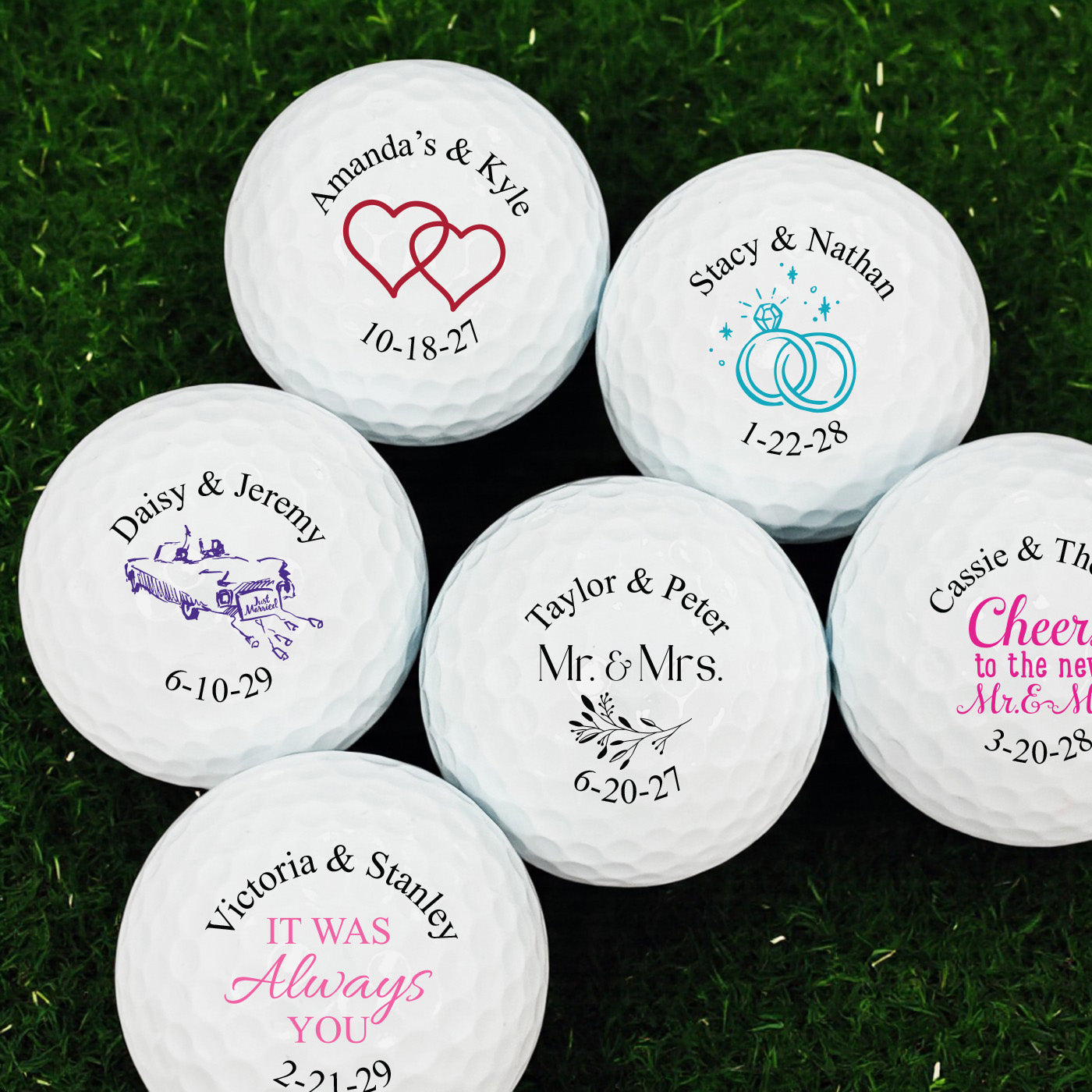 Wedding Personalized Golf Balls - Set of 12
