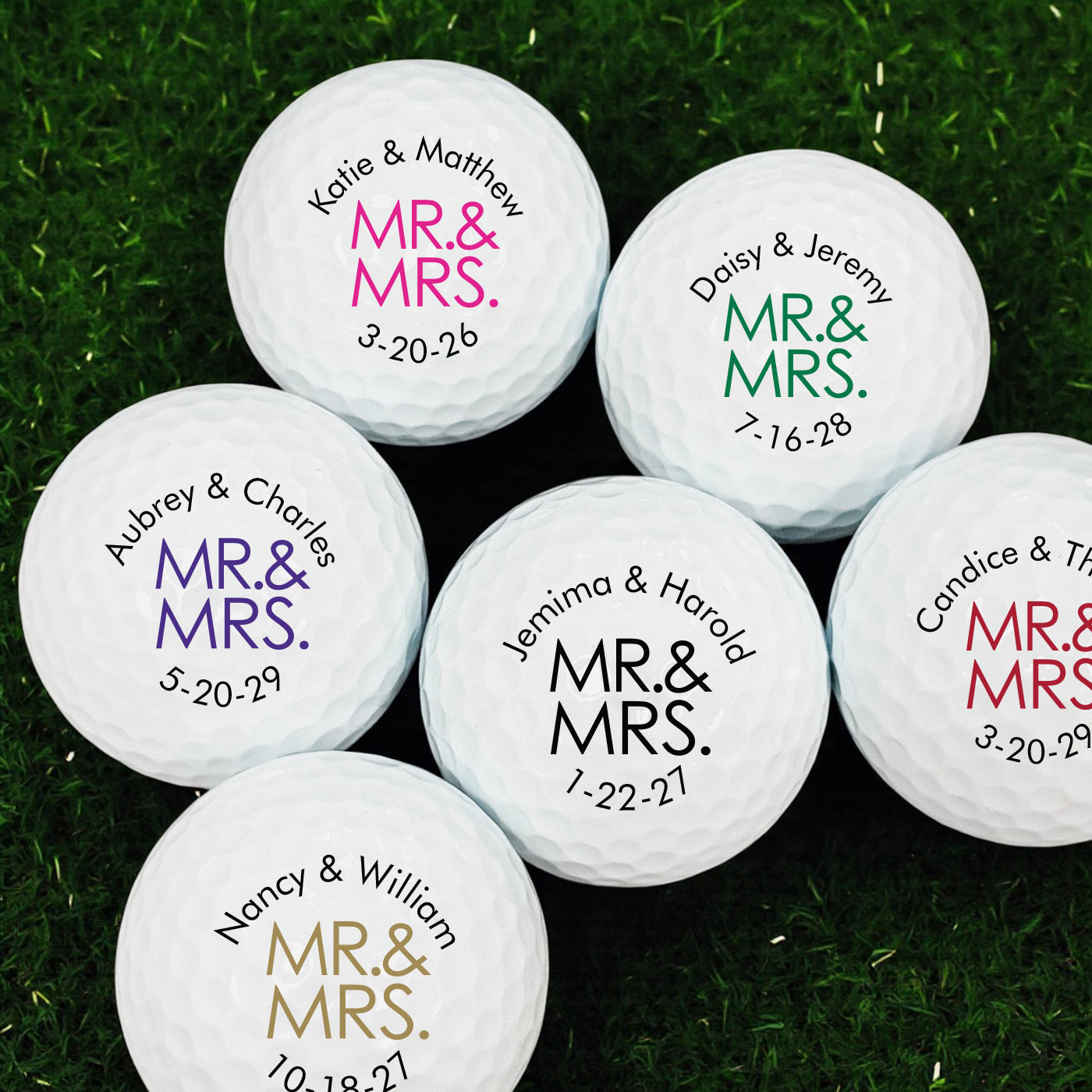 Mr. & Mrs. Personalized Golf Balls - Set of 12