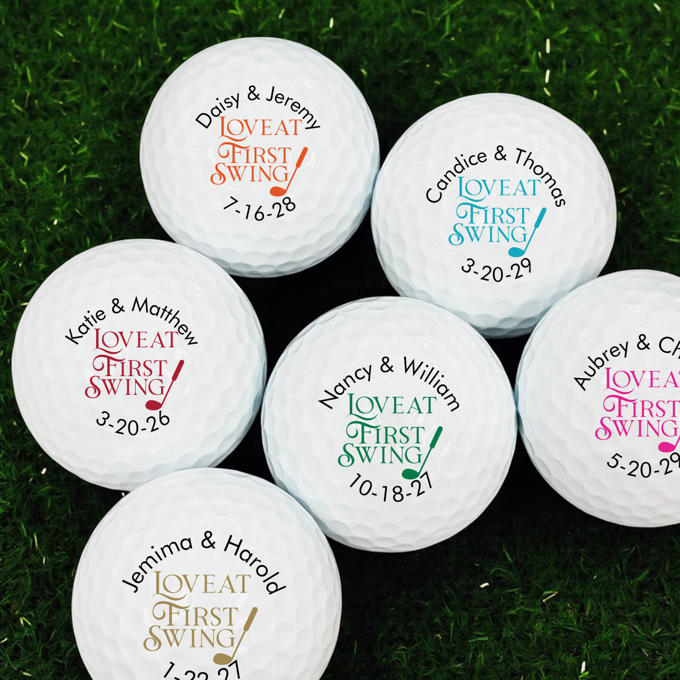 Love At First Swing Personalized Golf Balls - Set of 12