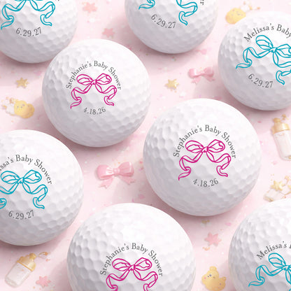 Pink Bow Personalized Golf Balls - Set of 12