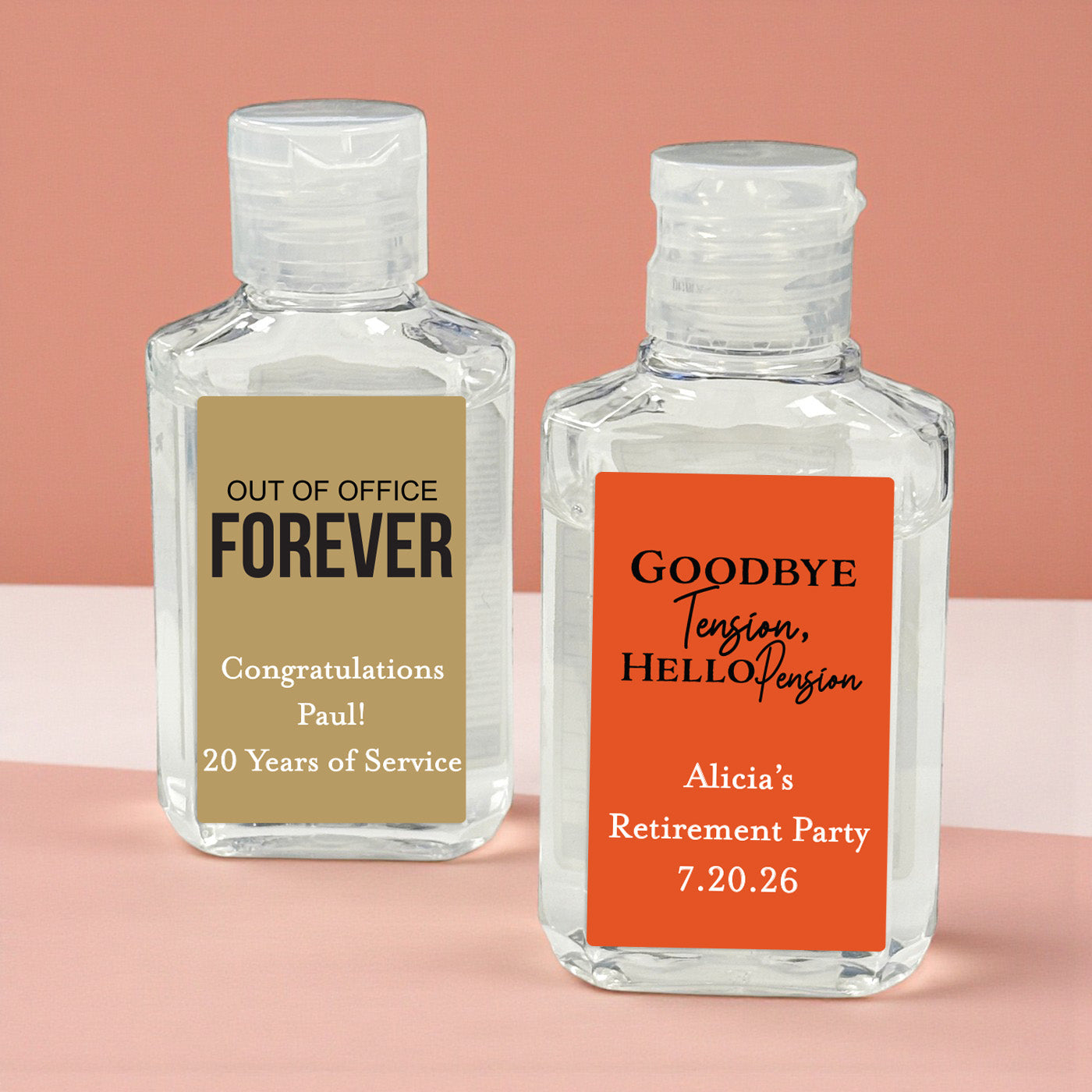 Retirement Personalized Hand Sanitizer Labels - Set of 20