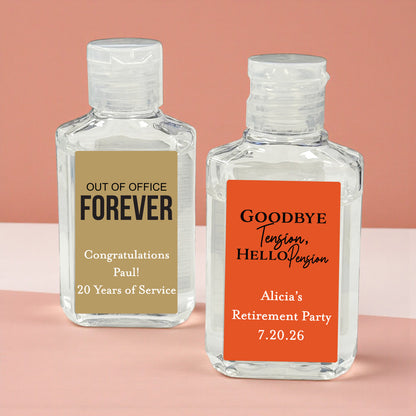 Retirement Personalized Hand Sanitizer Labels - Set of 20