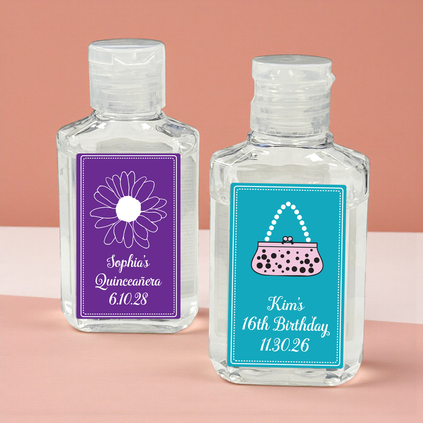 Sweet 16 or Mis Quince Personalized Hand Sanitizer Labels - Set of 20