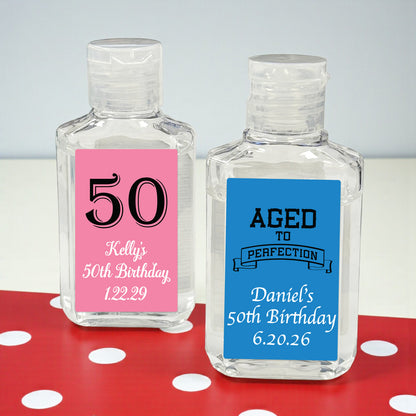 50th Birthday Personalized Hand Sanitizer Labels - Set of 20
