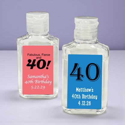 40th Birthday Personalized Rectangle Hand Sanitizer - Set of 12