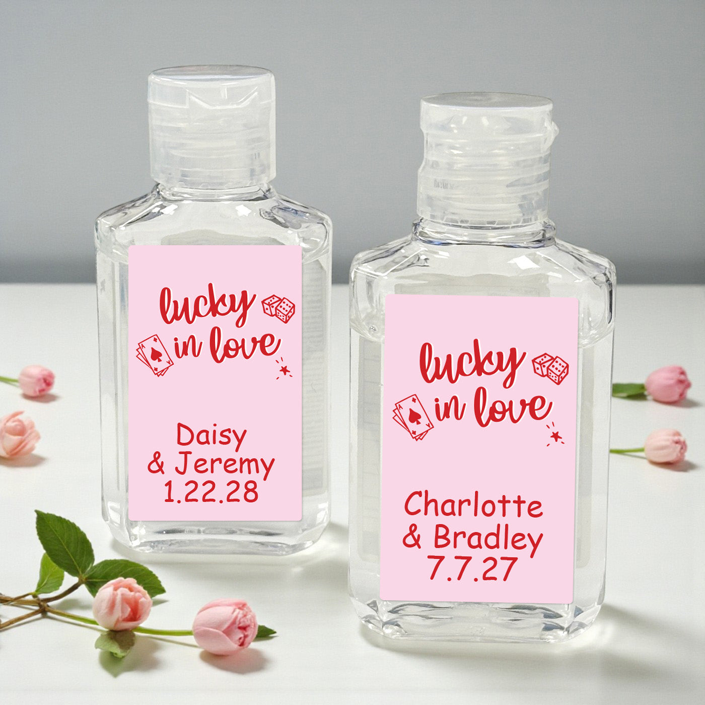 Lucky In Love Personalized Hand Sanitizer Labels - Set of 20