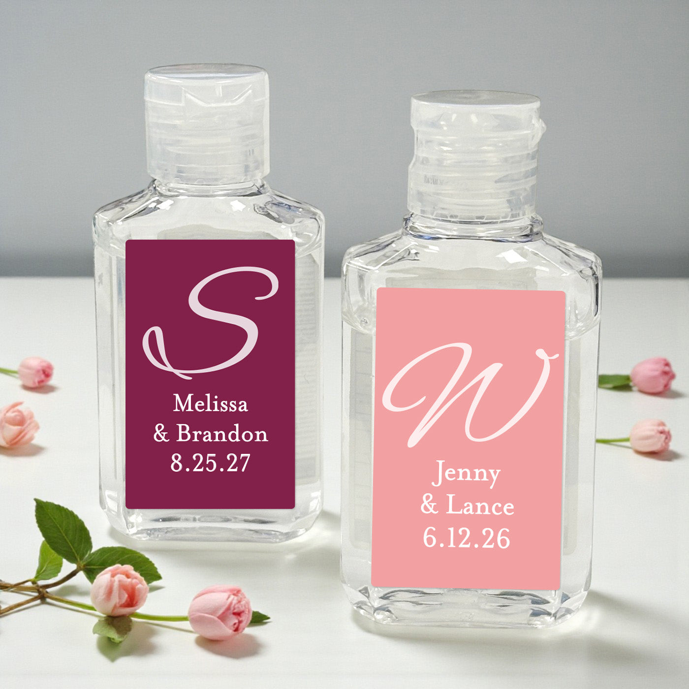 Monogram Script Personalized Rectangle Hand Sanitizer - Set of 12