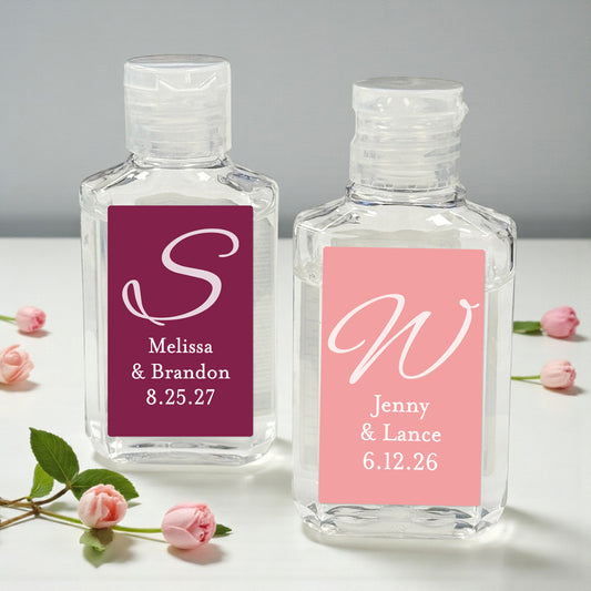 Monogram Script Personalized Rectangle Hand Sanitizer - Set of 12