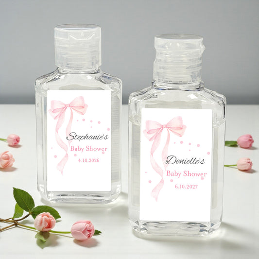 Pink Bow Personalized Rectangle Hand Sanitizer - Set of 12