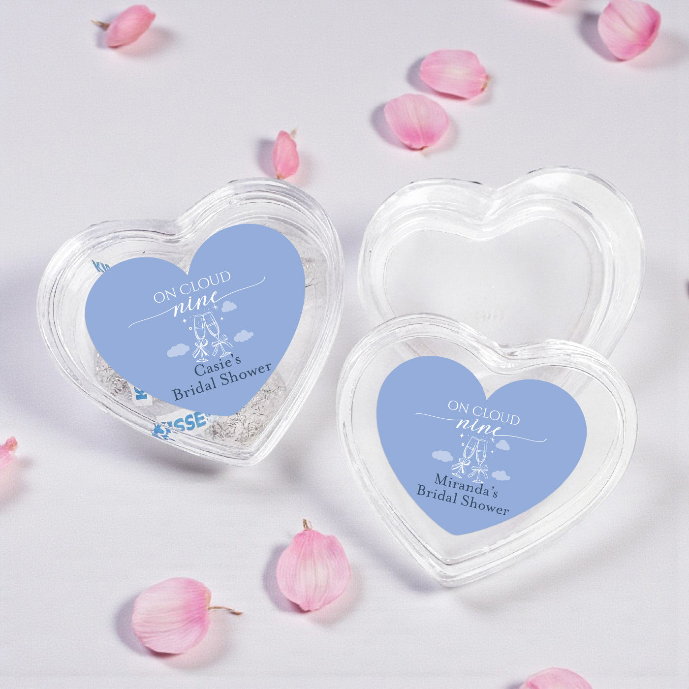 On Cloud Nine Personalized Heart Shaped Acrylic Box - Set of 12