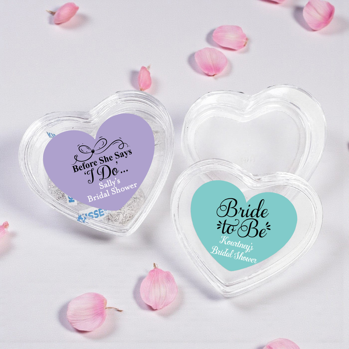 Bridal Shower Personalized Heart Shaped Acrylic Box - Set of 12