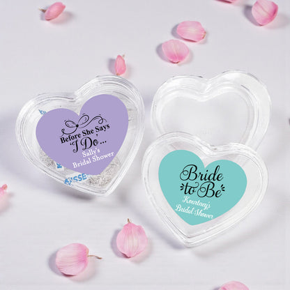 Bridal Shower Personalized Heart Shaped Acrylic Box - Set of 12