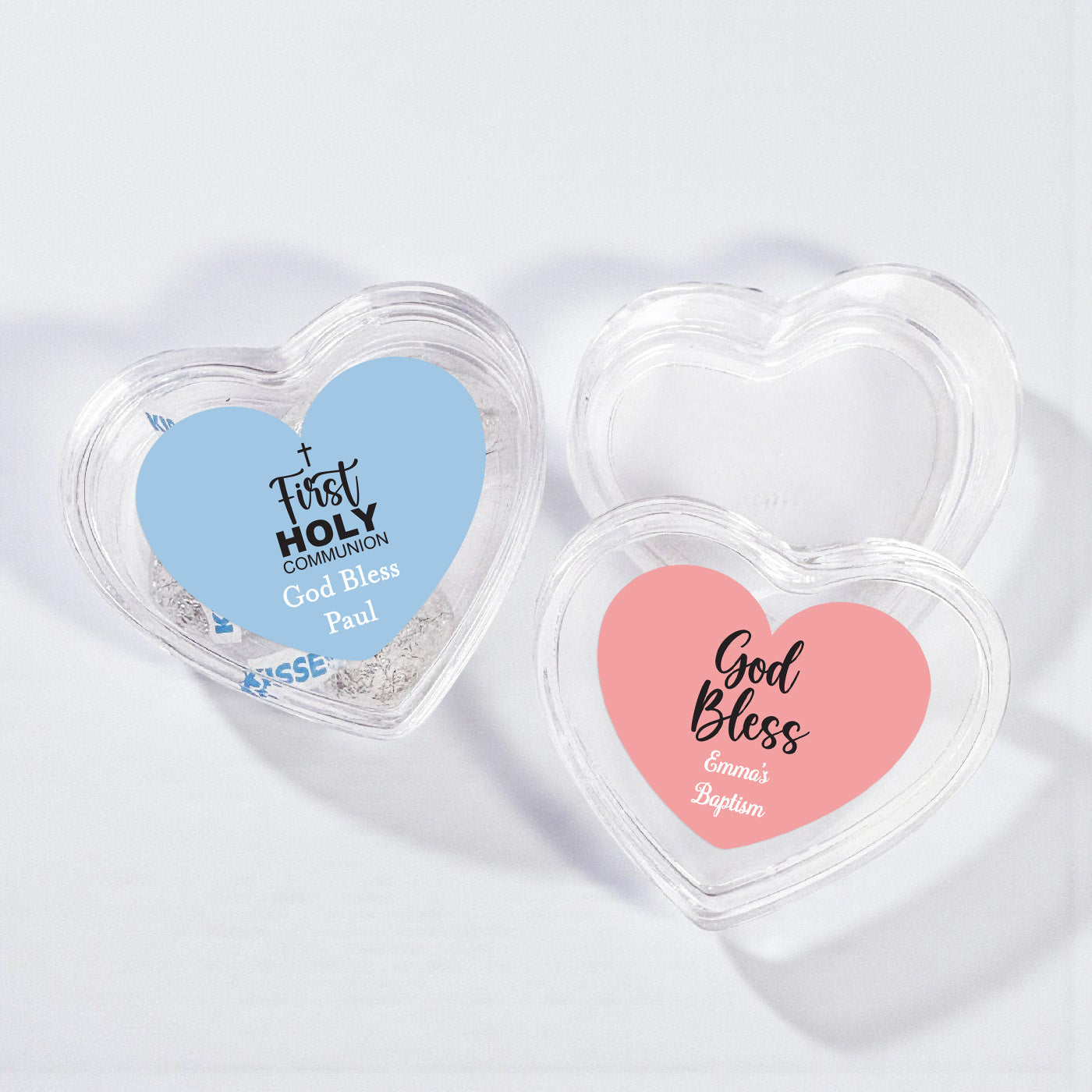 Religious Personalized Heart Shaped Acrylic Box - Set of 12