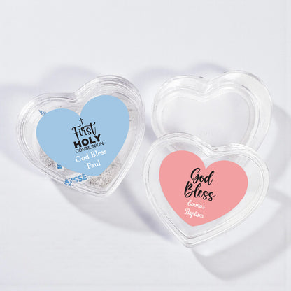 Religious Personalized Heart Shaped Acrylic Box - Set of 12