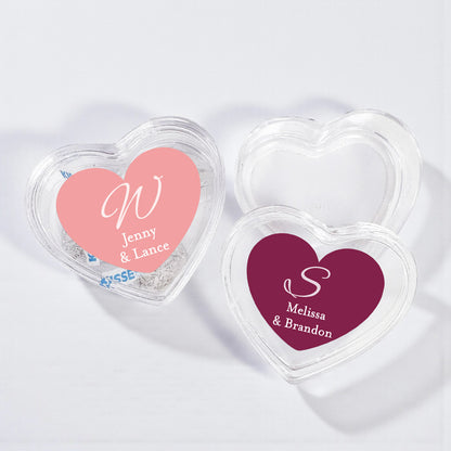 Monogram Script Personalized Heart Shaped Acrylic Box - Set of 12