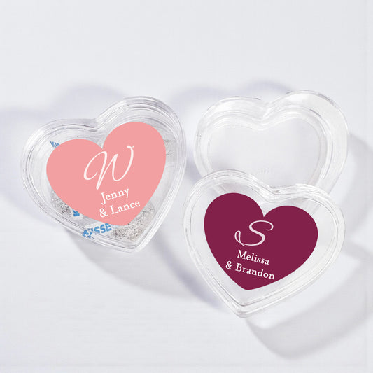 Monogram Script Personalized Heart Shaped Acrylic Box - Set of 12
