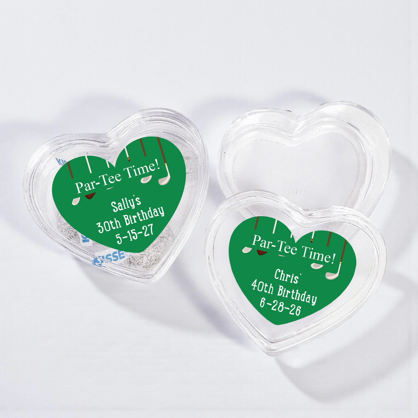 Par Tee Time Personalized Heart Shaped Acrylic Box - Set of 12