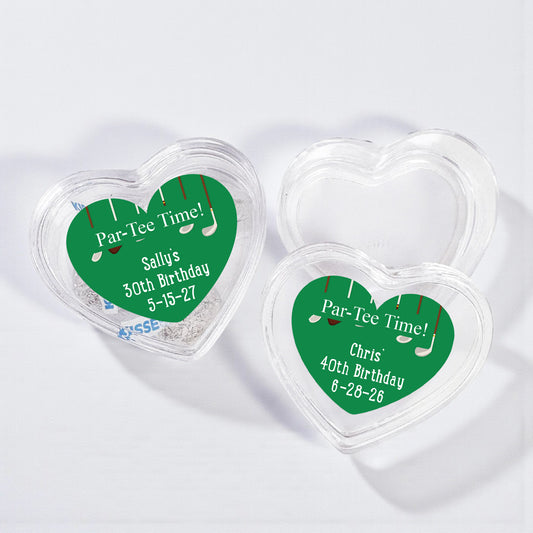 Par Tee Time Personalized Heart Shaped Acrylic Box - Set of 12