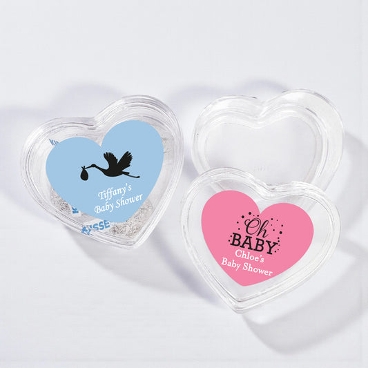 Baby Shower Personalized Heart Shaped Acrylic Box - Set of 12