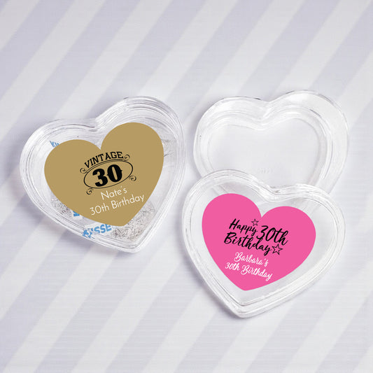30th Birthday Personalized Heart Shaped Acrylic Box - Set of 12