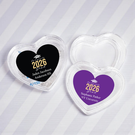 Congrats Grad Personalized Heart Shaped Acrylic Box - Set of 12