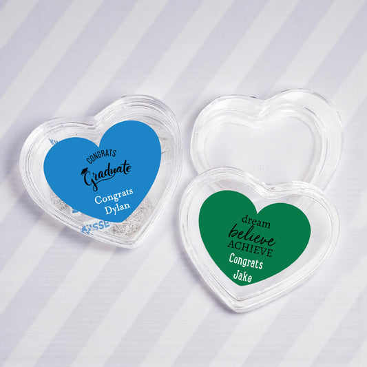 Graduation Personalized Heart Shaped Acrylic Box - Set of 12