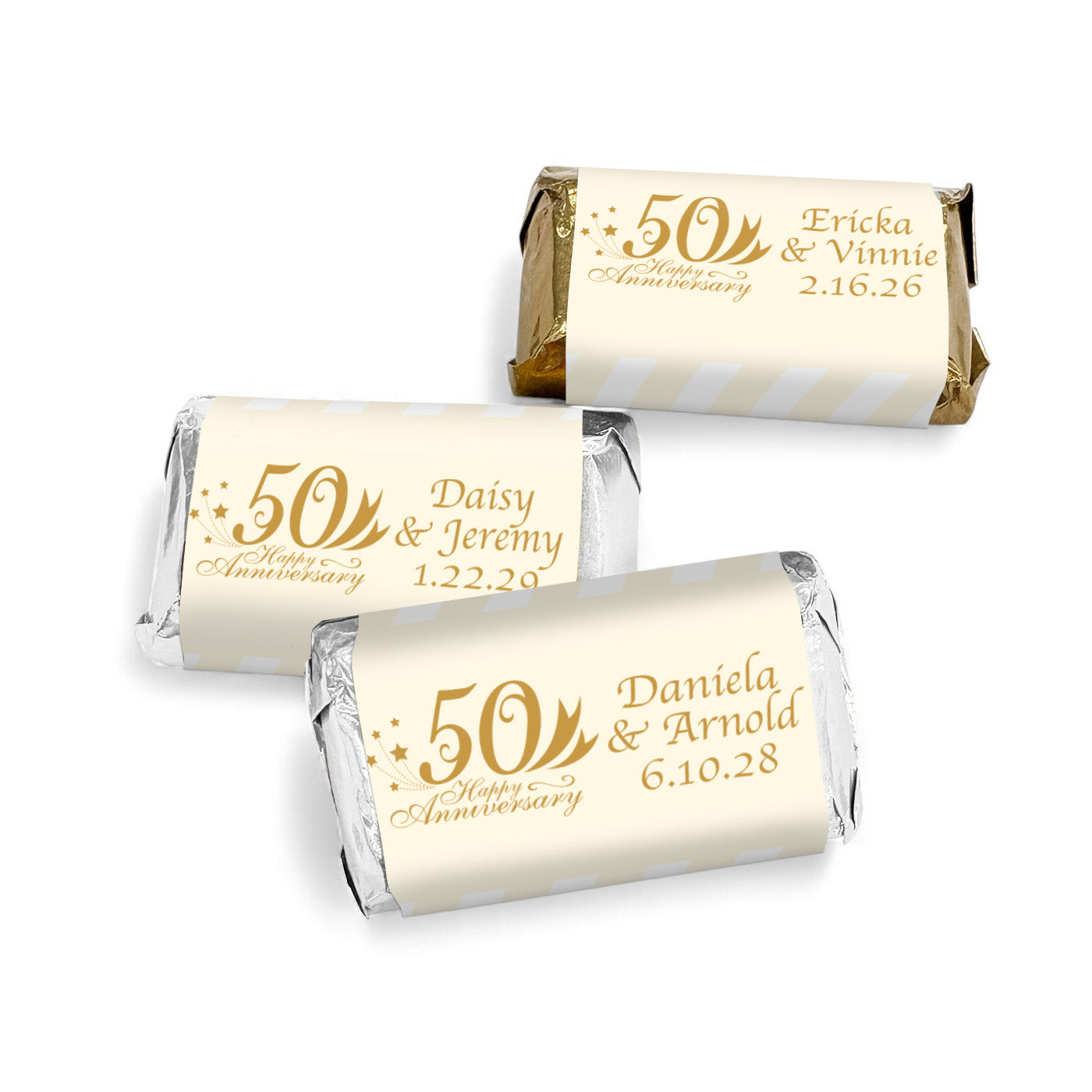 50th Wedding Anniversary Personalized Hershey's Miniatures - Set of 50