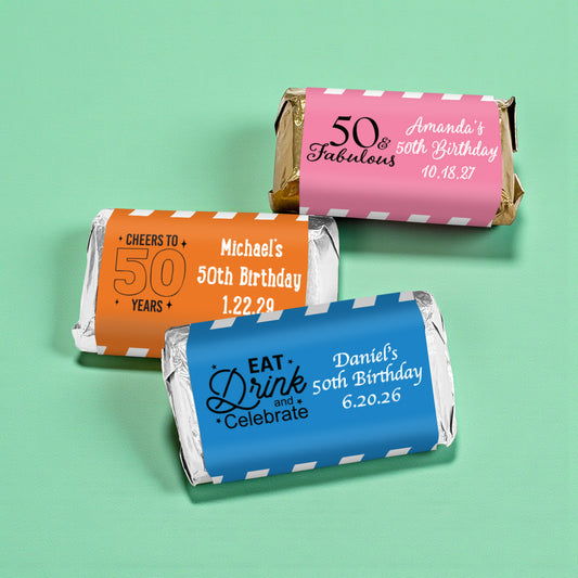 50th Birthday Personalized Hershey's Miniatures - Set of 50