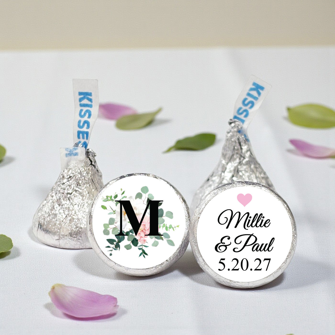 Initial Spring Flowers Personalized Hershey's Kisses - Set of 100