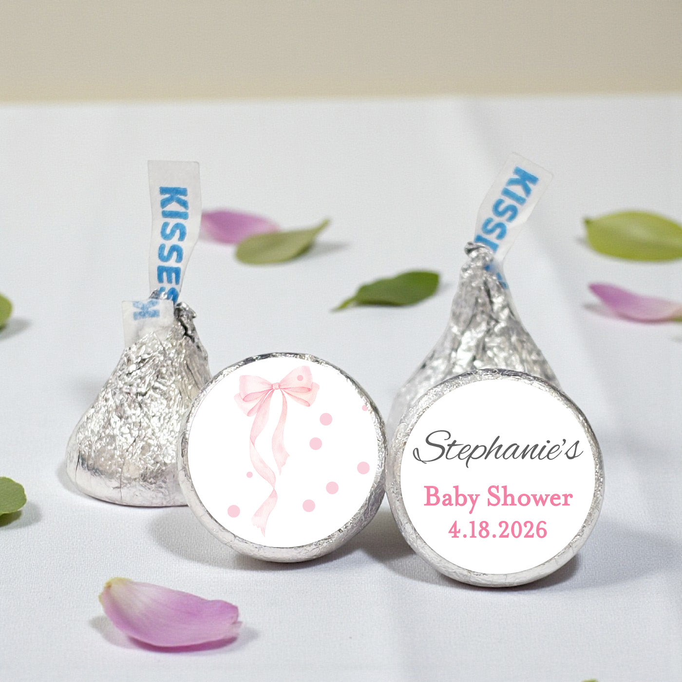 Pink Bow Personalized Hershey's Kisses - Set of 100