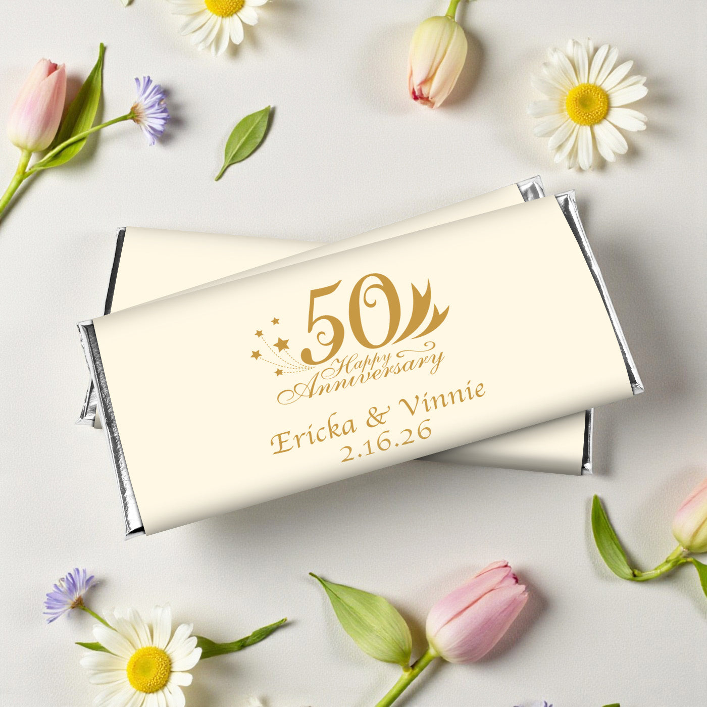 50th Wedding Anniversary Personalized Hershey's Chocolate Bar - Set of 12