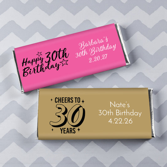 30th Birthday Personalized Hershey's Chocolate Bar - Set of 12