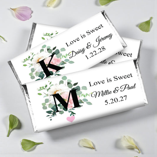 Initial Spring Flowers Personalized Hershey's Chocolate Bar - Set of 12