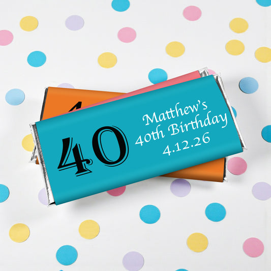 40th Birthday Personalized Hershey's Chocolate Bar - Set of 12