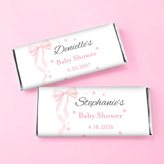 Pink Bow Personalized Hershey's Chocolate Bar - Set of 12