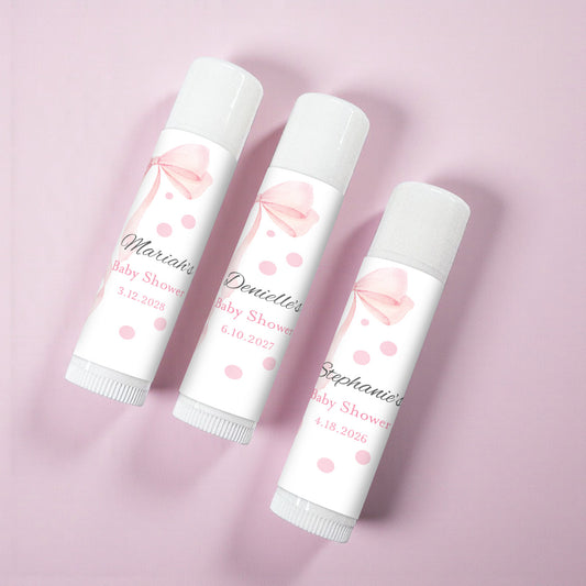 Pink Bow Personalized Lip Balm - Set of 12