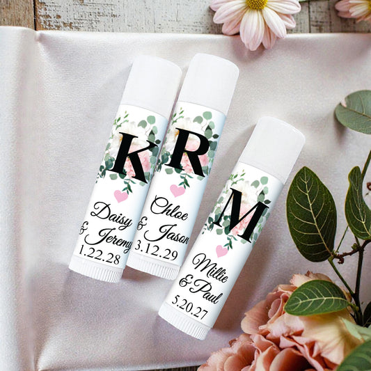 Initial Spring Flowers Personalized Lip Balm - Set of 12