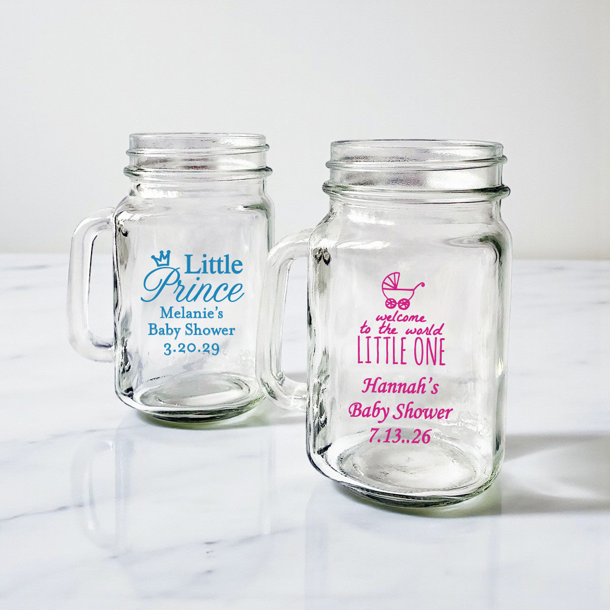 Baby Shower Personalized Mason Glass Mug - Set of 18