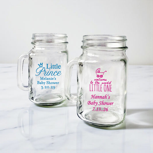 Baby Shower Personalized Mason Glass Mug - Set of 18